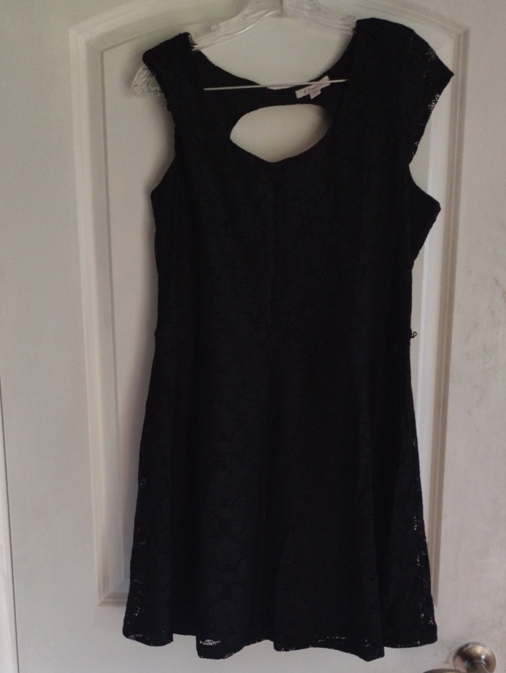 Candie's Black Lace Mini Dress with Keyhole Neck